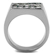 TK2861 High polished (no plating) Stainless Steel Ring with Leather in Assorted