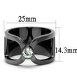 TK2897 IP Light Black  (IP Gun) Stainless Steel Ring with Top Grade Crystal in Clear