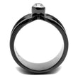 TK2897 IP Light Black  (IP Gun) Stainless Steel Ring with Top Grade Crystal in Clear