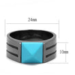 TK3074 IP Light Black  (IP Gun) Stainless Steel Ring with Synthetic in Sea Blue