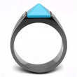 TK3074 IP Light Black  (IP Gun) Stainless Steel Ring with Synthetic in Sea Blue