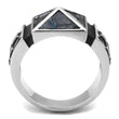 TK3075 High polished (no plating) Stainless Steel Ring with Leather in Jet