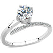 DA039 High polished (no plating) Stainless Steel Ring with AAA Grade CZ in Clear