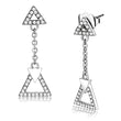 DA068 High polished (no plating) Stainless Steel Earrings with AAA Grade CZ in Clear