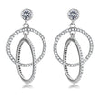 DA100 High polished (no plating) Stainless Steel Earrings with AAA Grade CZ in Clear