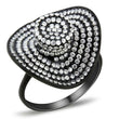 DA128 IP Black(Ion Plating) Stainless Steel Ring with AAA Grade CZ in Clear