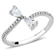 DA139 High polished (no plating) Stainless Steel Ring with AAA Grade CZ in Clear