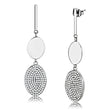 DA193 High polished (no plating) Stainless Steel Earrings with AAA Grade CZ in Clear