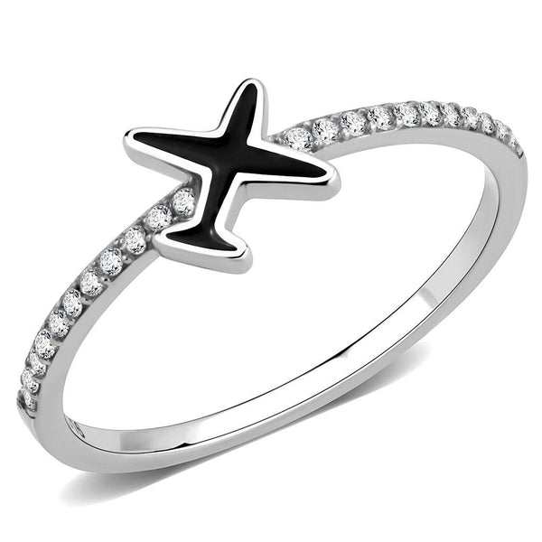 DA311 No Plating Stainless Steel Ring with Epoxy in Jet