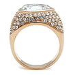 GL146 IP Rose Gold(Ion Plating) Brass Ring with Top Grade Crystal in Clear