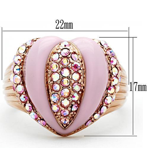 GL227 IP Rose Gold(Ion Plating) Brass Ring with Top Grade Crystal in Light Rose