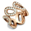 GL232 IP Rose Gold(Ion Plating) Brass Ring with Top Grade Crystal in Aurora Borealis (Rainbow Effect)