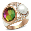 GL248 IP Rose Gold(Ion Plating) Brass Ring with Synthetic in Multi Color