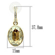 GL257 IP Gold(Ion Plating) Brass Earrings with Top Grade Crystal in Champagne
