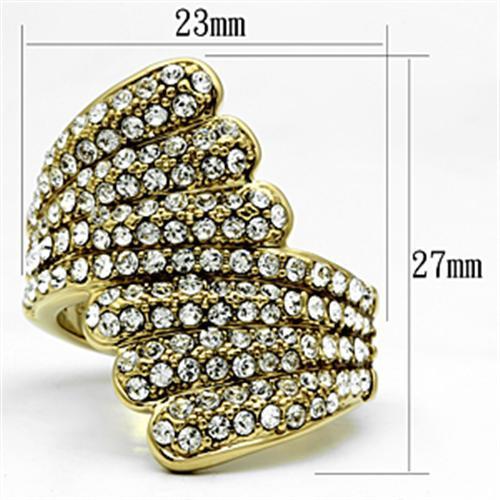 GL284 IP Gold(Ion Plating) Brass Ring with Top Grade Crystal in Clear