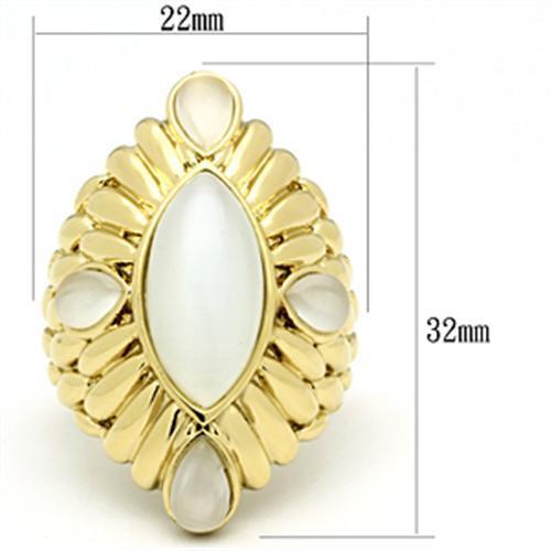 GL294 IP Gold(Ion Plating) Brass Ring with Synthetic in White