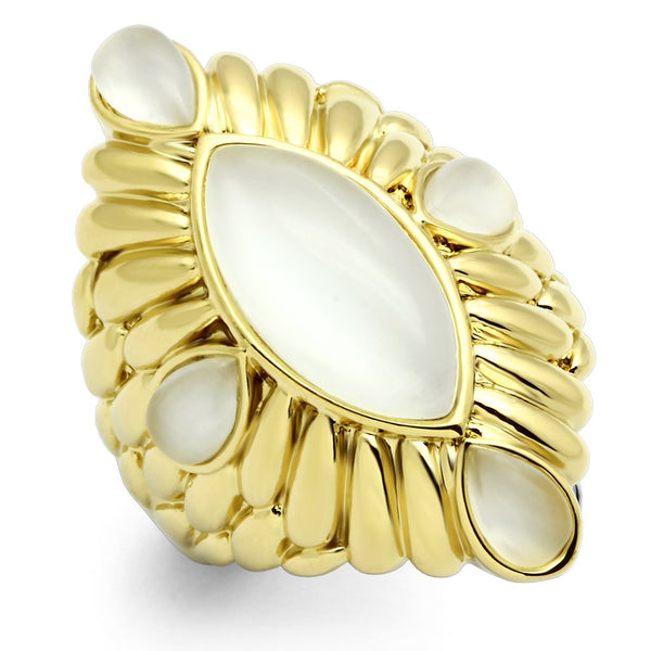 GL294 IP Gold(Ion Plating) Brass Ring with Synthetic in White