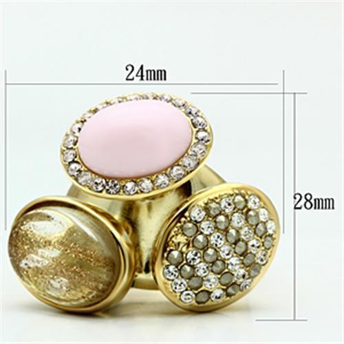 GL301 IP Gold(Ion Plating) Brass Ring with Top Grade Crystal in Multi Color