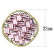 GL348 IP Gold(Ion Plating) Brass Earrings with Top Grade Crystal in Rose