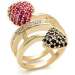 LO1490 Imitation Gold Brass Ring with Synthetic in Ruby