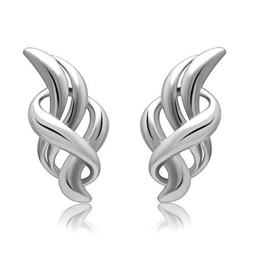 LO1991 Rhodium White Metal Earrings