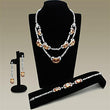 LO2326 Rhodium Brass Jewelry Sets with AAA Grade CZ in Champagne