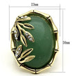 LO2609 Gold Brass Ring with Semi-Precious in Emerald