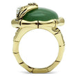 LO2609 Gold Brass Ring with Semi-Precious in Emerald