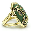 LO2609 Gold Brass Ring with Semi-Precious in Emerald