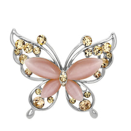 LO2806 Flash Rose Gold White Metal Brooches with Synthetic in Light Rose