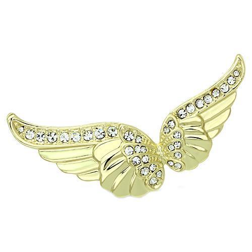 LO2914 Flash Gold White Metal Brooches with Top Grade Crystal in Clear