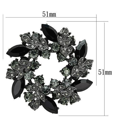 LO2917 Ruthenium White Metal Brooches with Top Grade Crystal in Jet