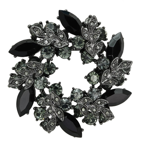 LO2917 Ruthenium White Metal Brooches with Top Grade Crystal in Jet