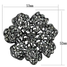 LO2919 Ruthenium White Metal Brooches with Top Grade Crystal in Black Diamond