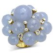 LO3214 Gold Brass Ring with Synthetic in Gray