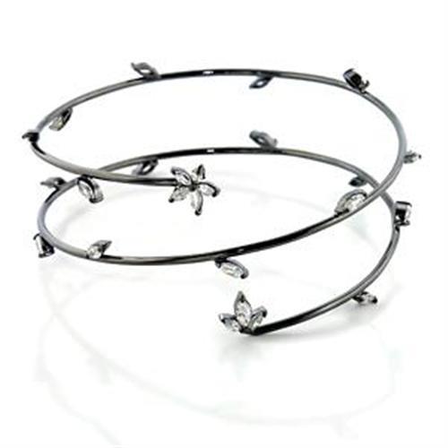 LOA454 Ruthenium Brass Arm Loop with AAA Grade CZ in Clear