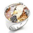 LOA514 Rhodium 925 Sterling Silver Ring with AAA Grade CZ in Champagne