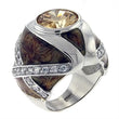 LOA526 High-Polished 925 Sterling Silver Ring with AAA Grade CZ in Champagne