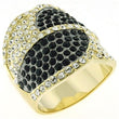LOA607 Gold & Brush Brass Ring with Top Grade Crystal in Multi Color