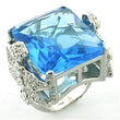 LOA646 Rhodium 925 Sterling Silver Ring with Synthetic in Sea Blue