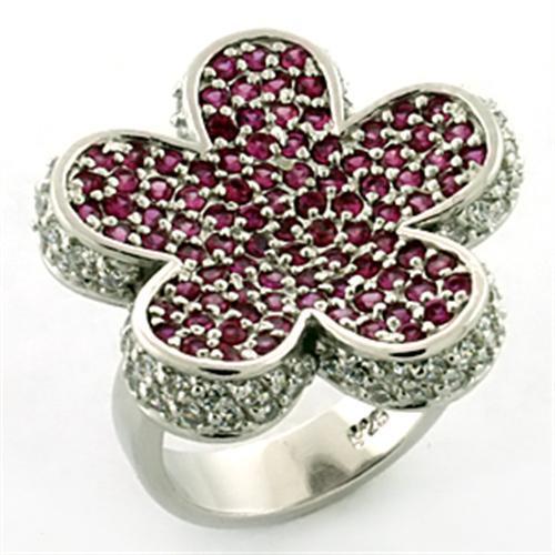 LOA647 Rhodium 925 Sterling Silver Ring with AAA Grade CZ in Siam