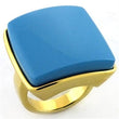 LOA704 Gold Brass Ring with Synthetic in Sea Blue