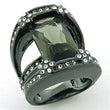 LOA753 Rhodium Brass Ring with Synthetic in Jet