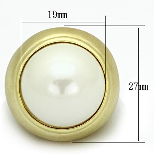 LOA835 Matte Gold Brass Ring with Synthetic in White