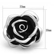 LOA838 Matte Rhodium Brass Ring with Epoxy in Jet