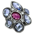 LOA876 Ruthenium Brass Ring with AAA Grade CZ in Multi Color