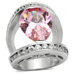 LOA924 Rhodium Brass Ring with AAA Grade CZ in Rose