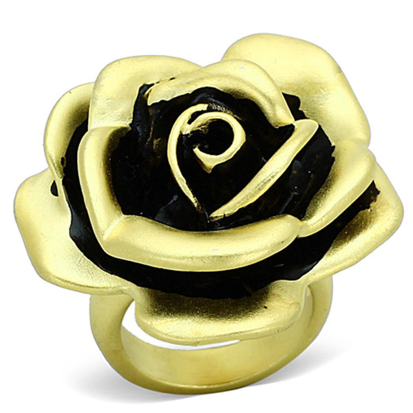 LOA930 Matte Gold Brass Ring with Epoxy in Jet