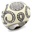 LOA939 Ruthenium Brass Ring with AAA Grade CZ in Clear