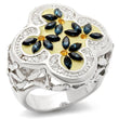 LOA940 Rhodium Brass Ring with Top Grade Crystal in Multi Color